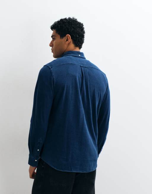 GANT regular fit pique jersey shirt in royal blue, 4 of 5