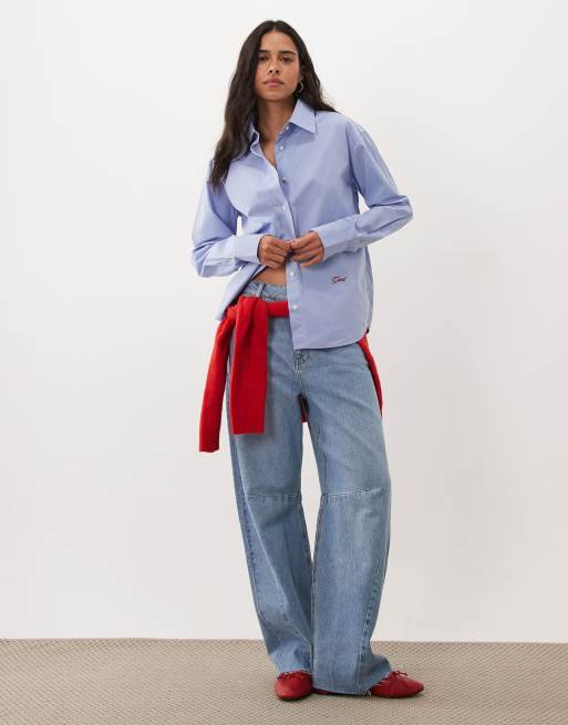 GANT regular fit poplin shirt in blue, 3 of 4