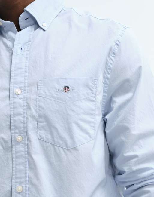 GANT regular fit poplin shirt in light blue, 3 of 5