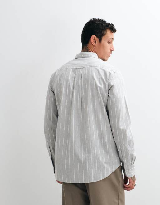 Gant regular fit poplinskjorta med melerad rand i grått, 3 av 5