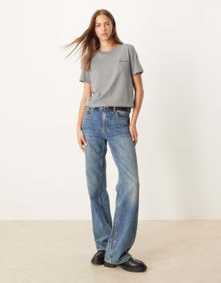 Gant Regular Fit Script Logo T-shirt In Gray