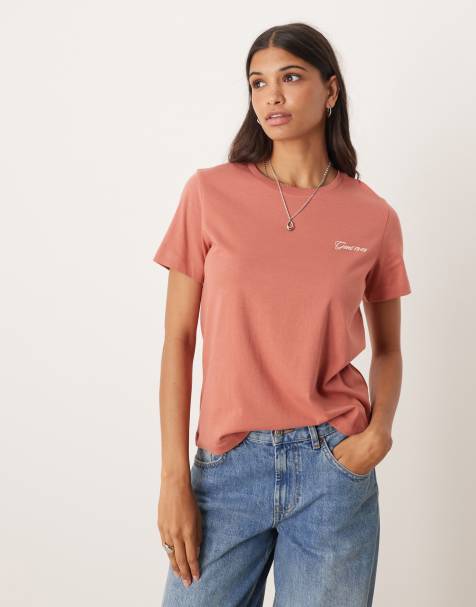 GANT regular fit script logo t-shirt in light red - view 1
