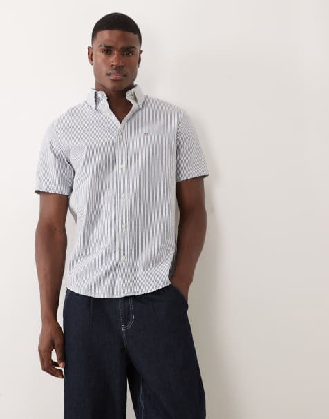 GANT regular fit seersucker stripe shirt in navy - view 1