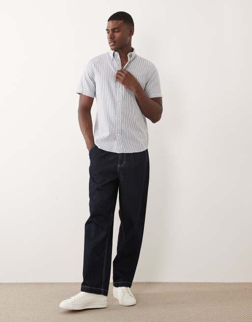GANT regular fit seersucker stripe shirt in navy, 2 of 5