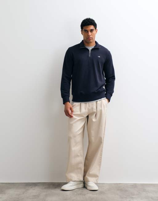 GANT regular fit shield logo half zip jumper in midnight blue, 3 of 5