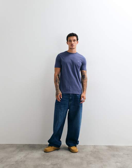 Gant regular fit shield logo short sleeve t-shirt in mid blue, 3 of 5