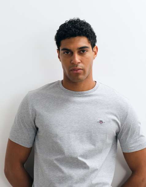GANT regular fit shield logo t-shirt in grey - view 1