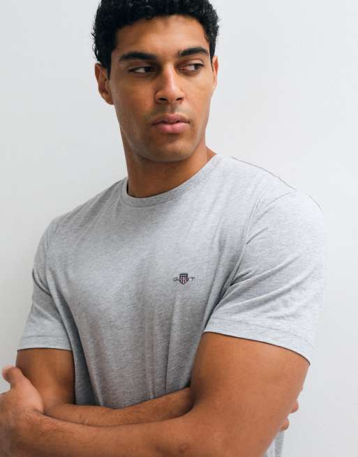 GANT regular fit shield logo t-shirt in grey, 4 of 5
