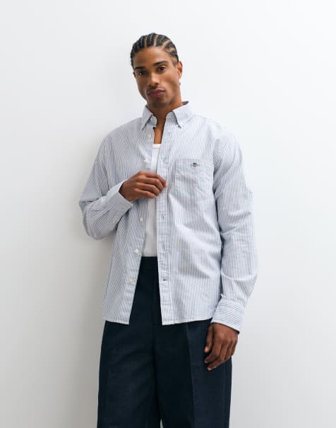 GANT regular fit striped oxford shirt in blue - view 1