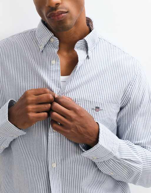 GANT regular fit striped oxford shirt in blue, 3 of 5