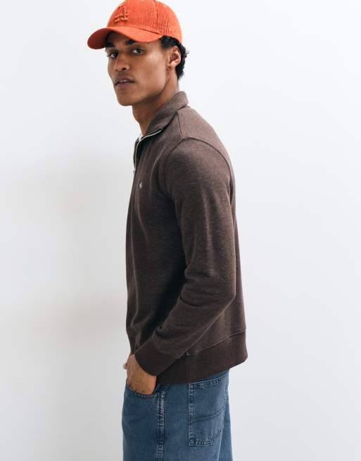 GANT regular fit tröja med halv dragkedja och sköldlogga i brunt, 2 av 5