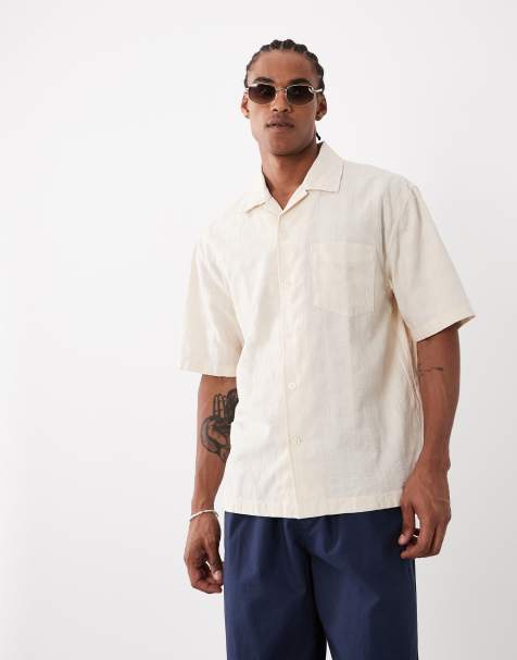 GANT relaxed fit check textured shirt in cream