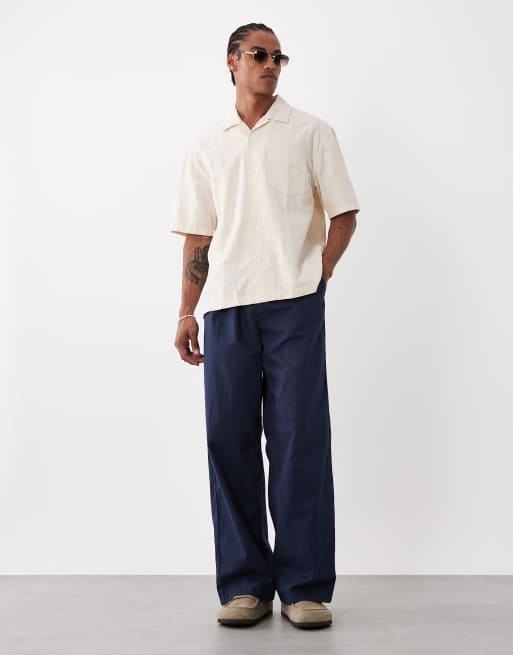 GANT relaxed fit check textured shirt in cream, 2 of 5
