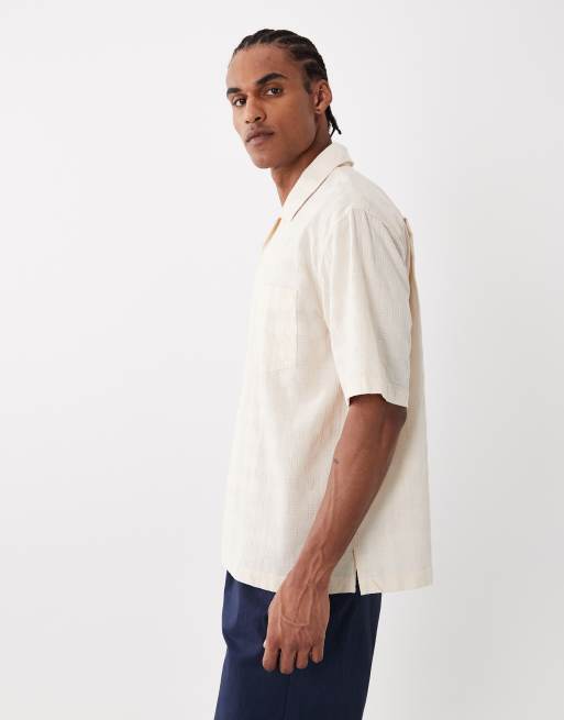 GANT relaxed fit check textured shirt in cream, 4 of 5