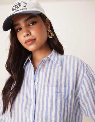 Gant Relaxed Fit Logo Linen Striped Shirt