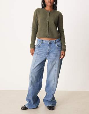 Gant GANT relaxed fit seam detail jeans in mid blue