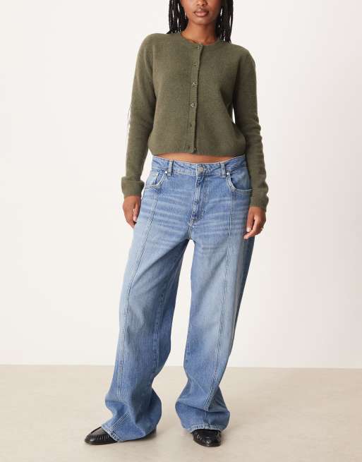 GANT relaxed fit seam detailing jeans in mid blue
