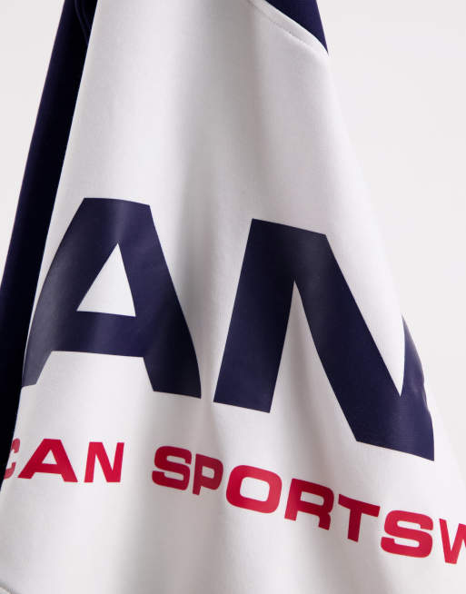 絶妙なデザイン トップス Retro パーカー メンズ Gant ガント Logo Navy Red White Multi In Hoodie Zip Half Block Colour パーカー Slcp Lk