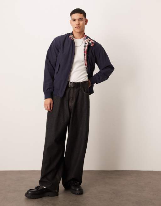 GANT reversible check/plain harrington jacket in navy, 2 of 4