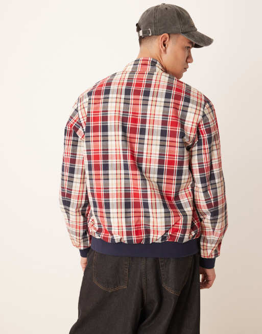 GANT reversible check/plain harrington jacket in navy, 3 of 4
