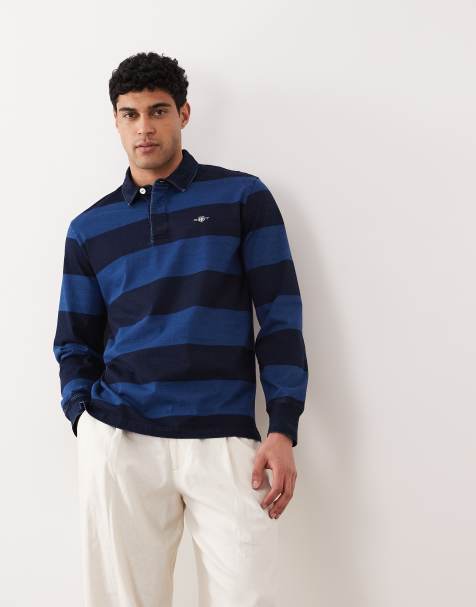 GANT – Rugby-Polohemd in Indigoblau gestreift - view 1