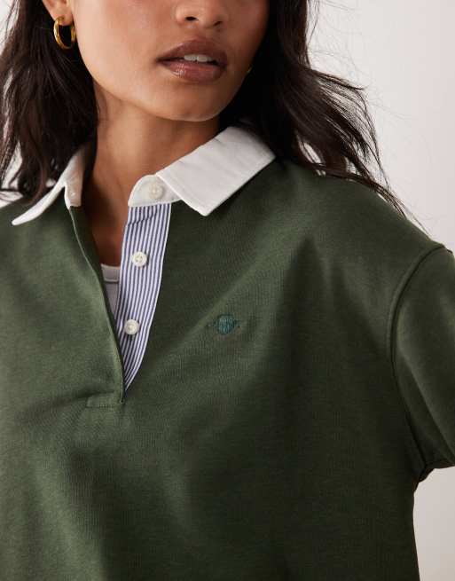 GANT rugby sweatshirt in moss green, 3 of 4