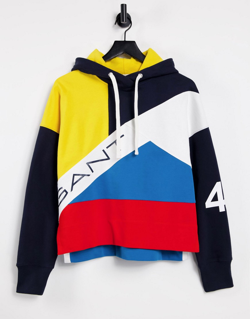 GANT - Ruimvallende hoodie met logo en kleurvlakken in multi-Meerkleurig