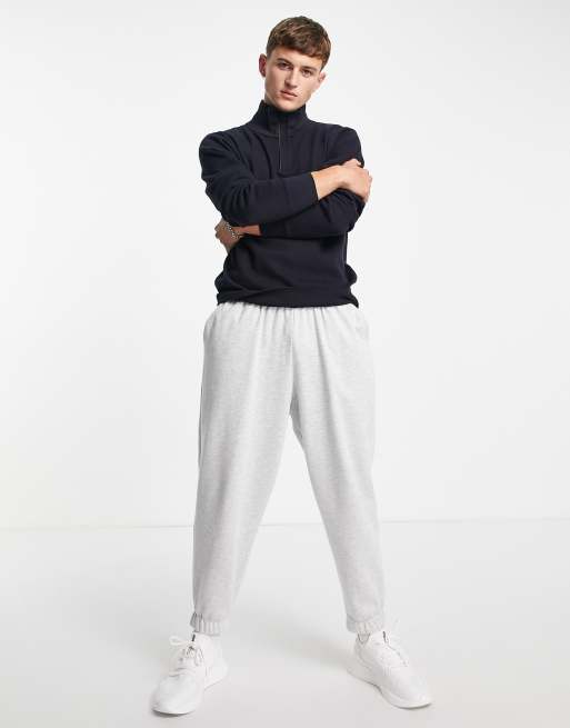 GANT Sacker logo rib half zip sweatshirt in navy | ASOS