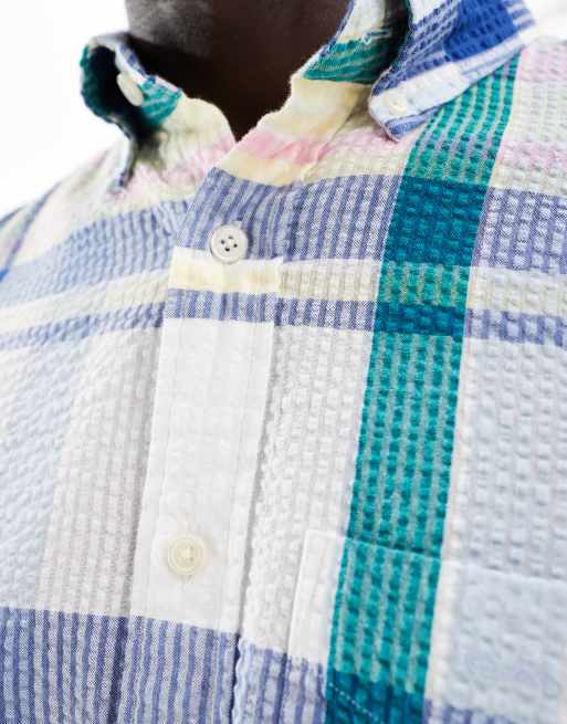 GANT seersucker madras check shirt in white, 3 of 4