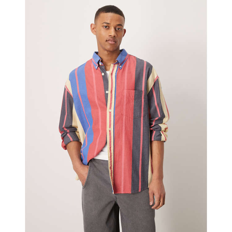 GANT seersucker multi stripe oversized shirt in multicolor