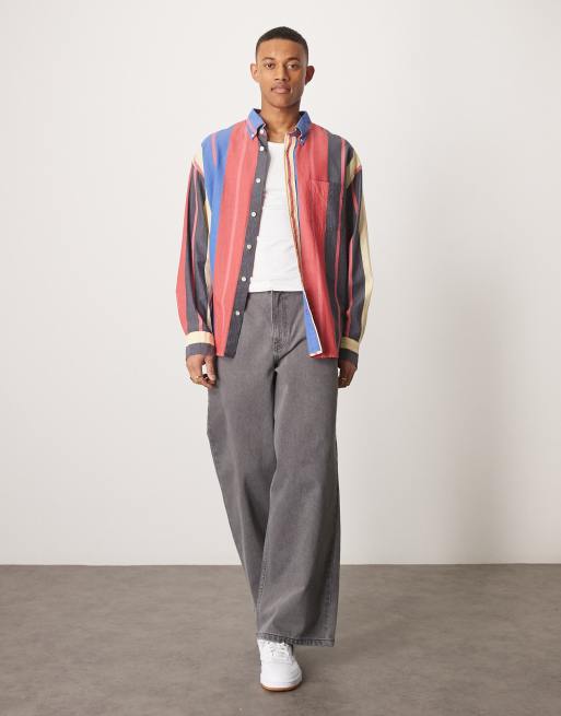 GANT seersucker multi stripe oversized shirt in multicolor