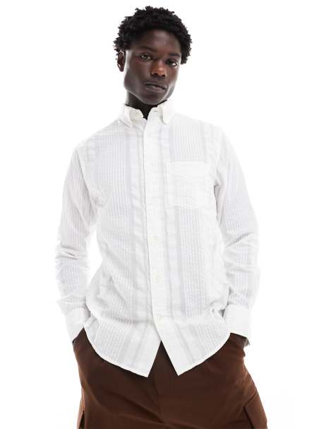 GANT seersucker self stripe shirt in white - view 1