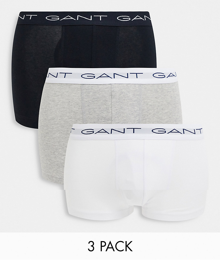 Gant - Set van 3 boxershorts in wit/zwart/grijs met logotailleband-Meerkleurig