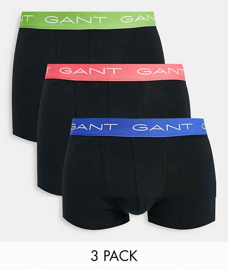 Gant - Set van 3 boxershorts in zwart met contrasterende tailleband met logo
