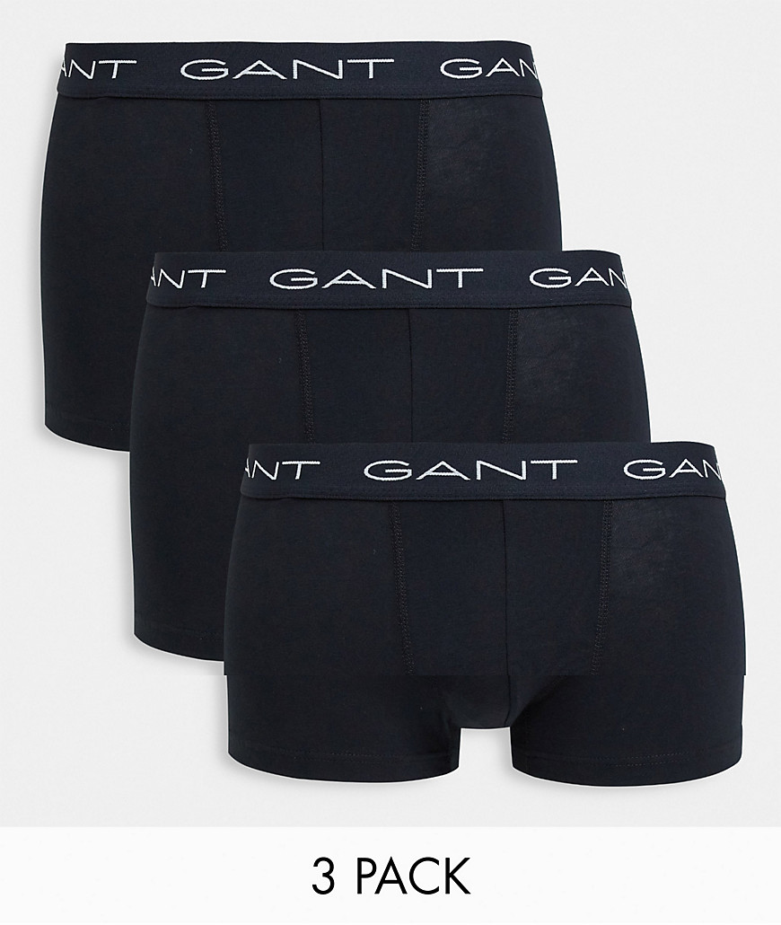 Gant - Set van 3 boxershorts in zwart met logo op tailleband