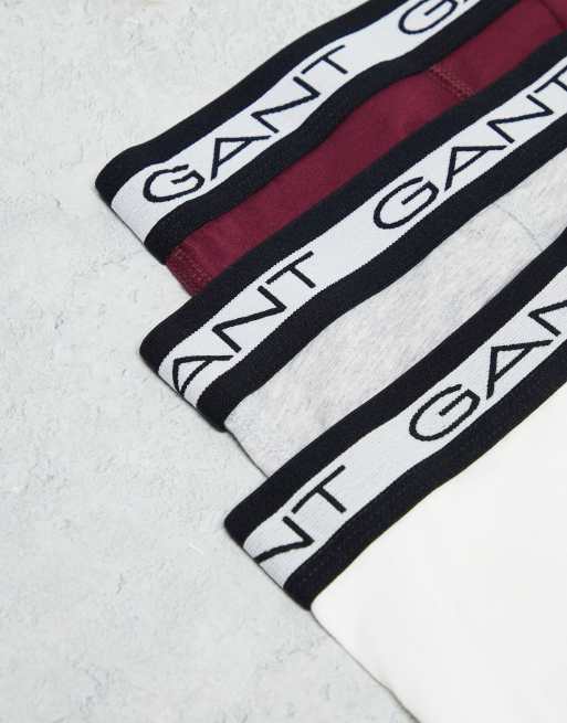 GANT - Set van 3 boxershorts met logo op de tailleband in wit, grijs en rood, 4 van 4