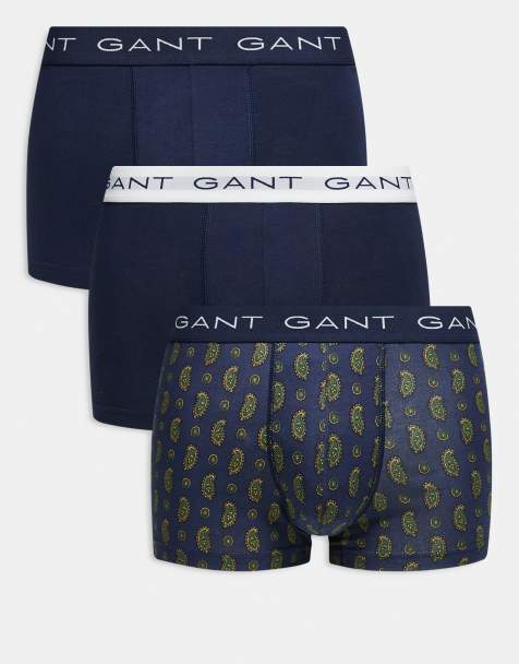 Gant - Set van 3 boxershorts met paisley-print en logotaille in marineblauw - view 1