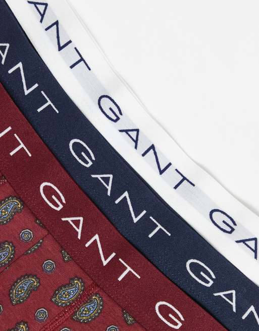 Gant - Set van 3 boxershorts met paisley-print en logotaille in rood, 2 van 3