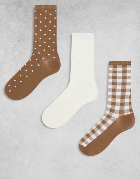 GANT - Set van 3 paar sokken met stippen en gingham ruit in beige - view 1