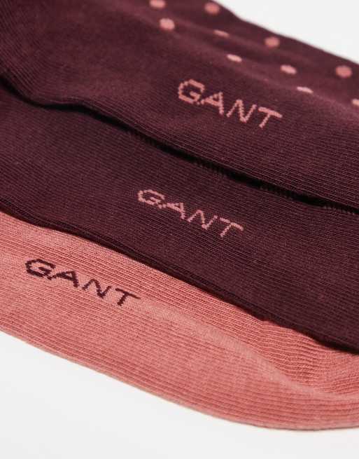 GANT - Set van 3 paar sokken met stippen en met gingham ruit en in pruimkleur, 3 van 3