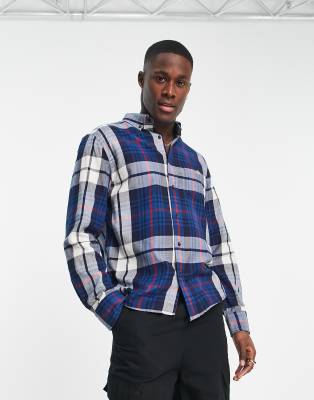 GANT shield logo check flannel shirt regular fit in cream-White