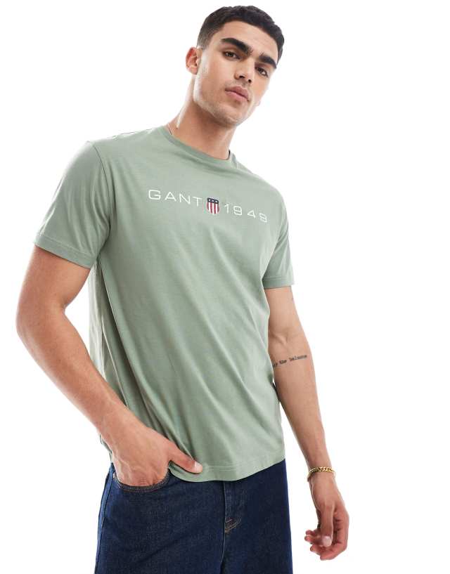 Gant - shield logo embroid t-shirt in mid green