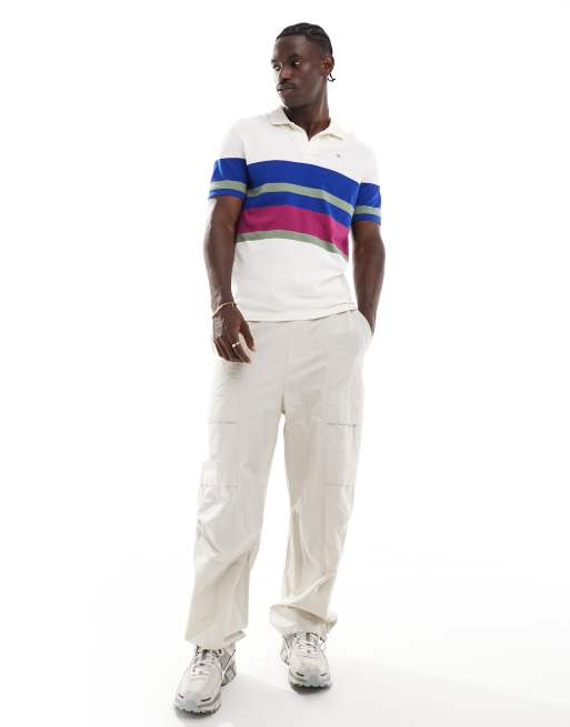 GANT shield logo embroidery multistripe washed polo in cream