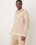 [Gant] GANT shield logo half zip sweatshirt in beige (part of a set)-Neutral Chest 49 beige