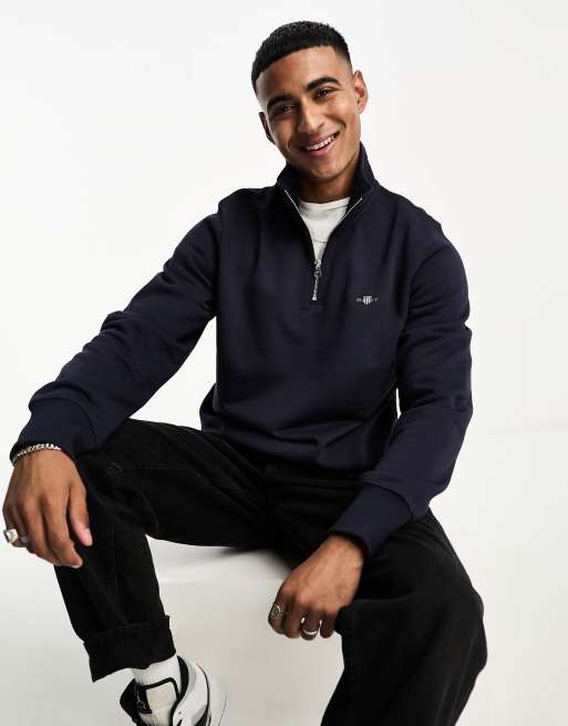 Oversized Fit Half-zip Sweatshirt - Blue - Men