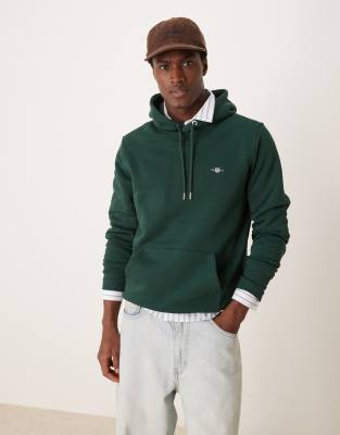 Gant GANT shield logo hoodie in dark green