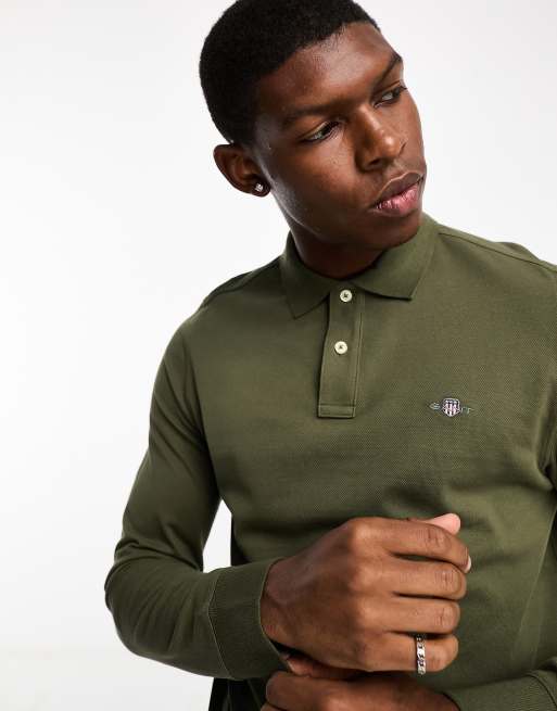 green logo polo | in pique fit shield sleeve regular ASOS GANT long dark