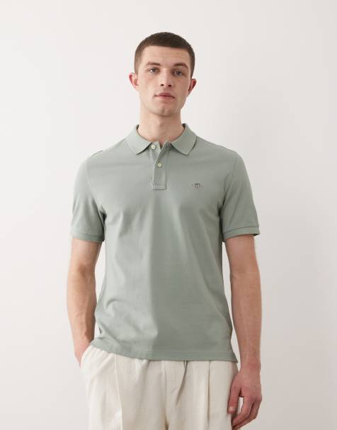 GANT shield logo pique polo in mid grey