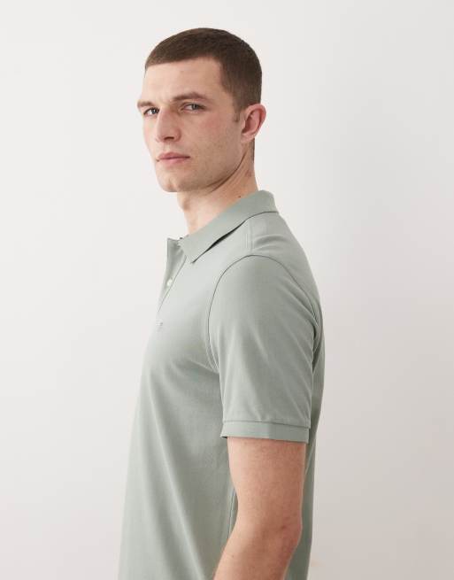 GANT shield logo pique polo in mid grey, 5 of 5