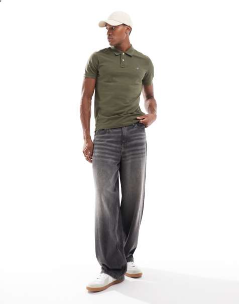 GANT shield logo regular fit pique polo in khaki - view 1